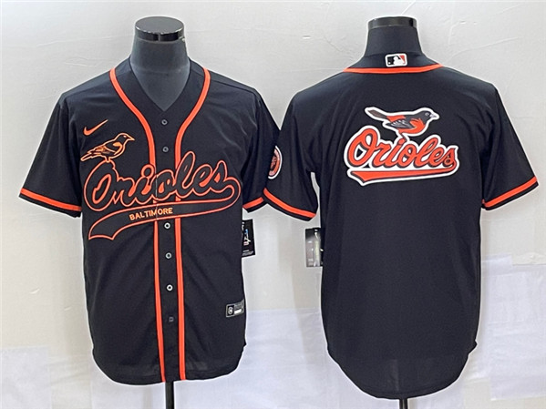 Men's Baltimore Orioles Black Team Big Logo Cool Base Stitched Jersey